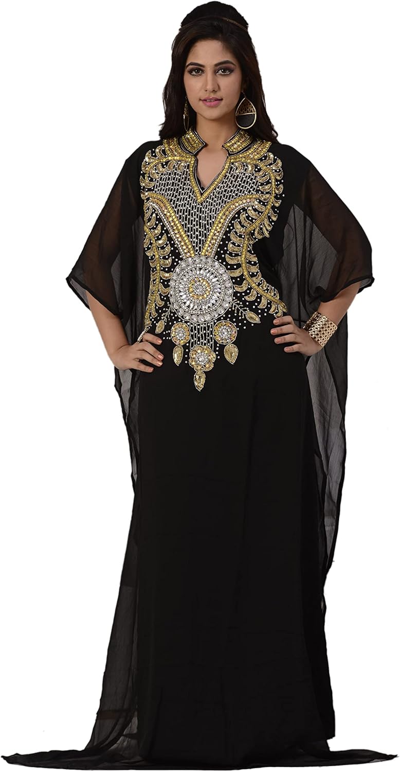 KoC Women's Kaftan Maxi Dress Farasha Caftan KFTN116-White