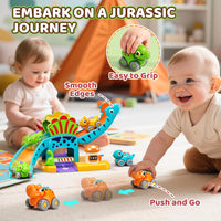 Lehoo Castle Toys for 1 Year Old Boys, Dinosaur Slide with 4 Mini Push Cars for Baby 12-18 Months, Infant Play Vehicle Set, Educational Learning First 1st Birthday Gifts for Kids, Girls, Toddlers 1-3