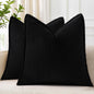decorUhome Christmas Corduroy Cream White Throw Pillow Covers 18x18 Set of 2 Decorative Soft Boho Farmhouse Euro Couch Pillow Covers for Living Room Bed Sofa Broadside Striped Pillow Cases