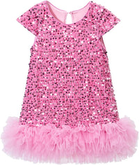 Tutu.kk Toddler Girls Sequin Dress A-Line Sparkly Sleeveless Wedding Gown Party Dresses for Girls