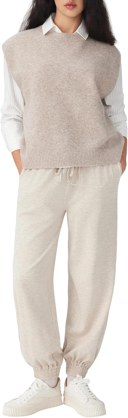 CIDER Women's Knit Sweater Vest Loose Fit Sleeveless Round Neck Oversized Pullover Sweater