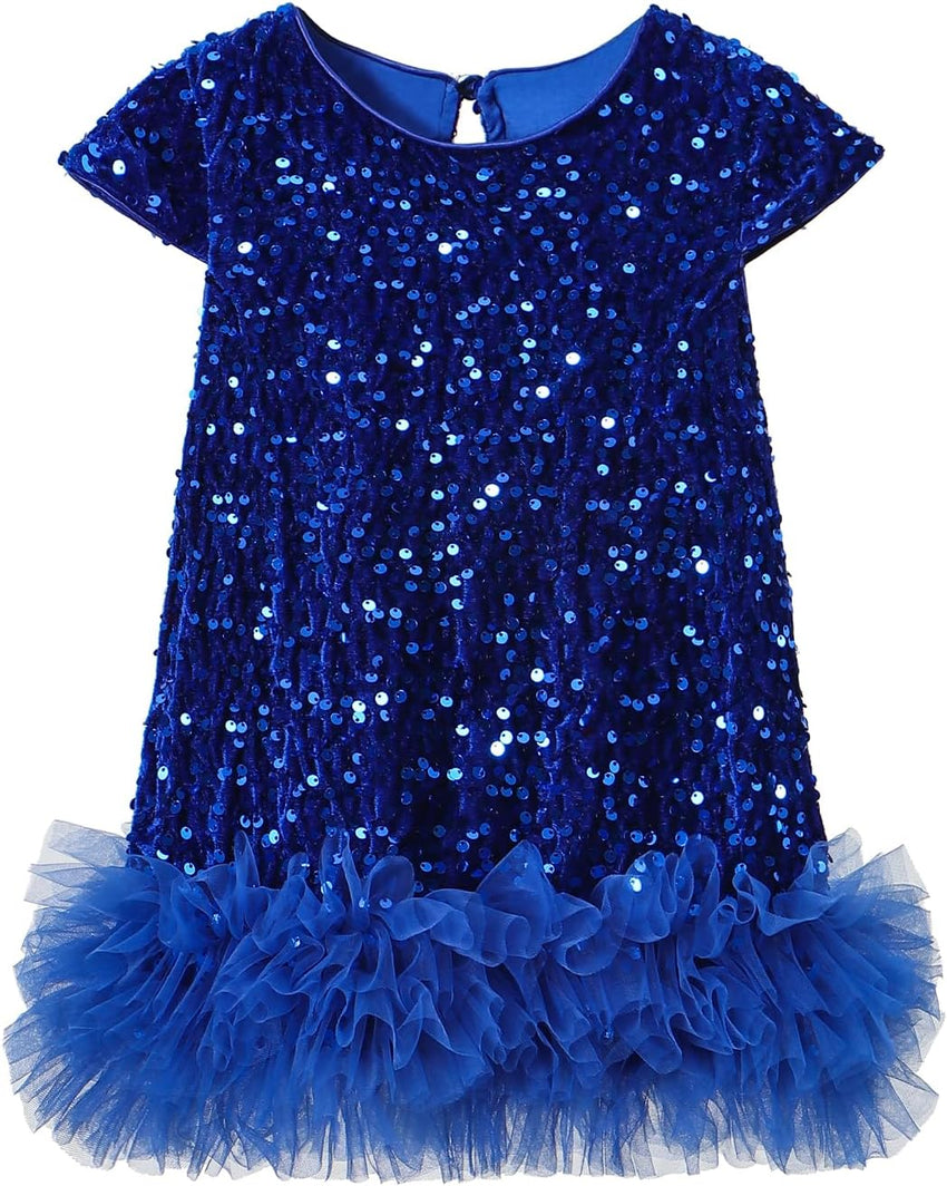 Tutu.kk Toddler Girls Sequin Dress A-Line Sparkly Sleeveless Wedding Gown Party Dresses for Girls