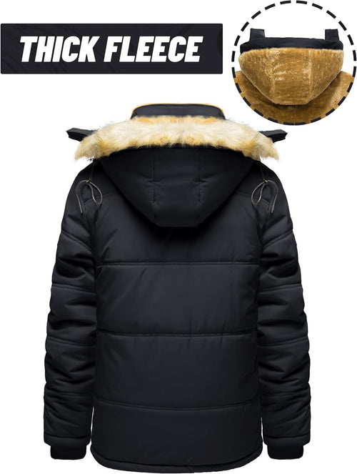 7DAY'S Men's Winter Jacket with Hood Water Repellent Windproof Thicken Parka Winter Coat