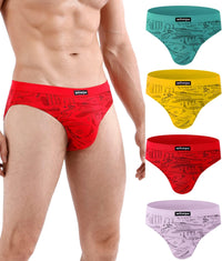 wirarpa Men's Underwear Modal Microfiber Briefs No Fly Covered Waistband Silky Touch Underpants 4 Pack