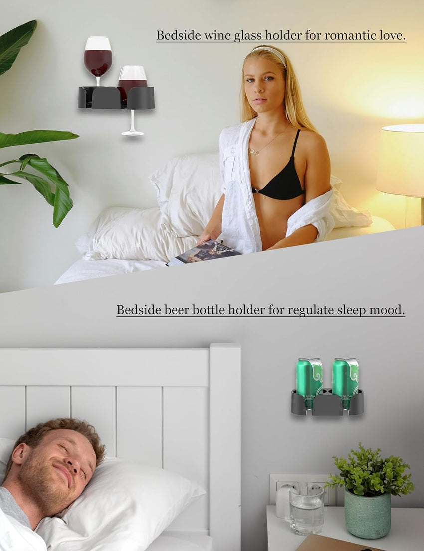 NOTMBESTM Shower Drink Holder for Beer, Drink, Wine, Bottle, Can, Coffee, Shower Beer Holder Fit for Wall or Desk Cup Organizer, Shower Cup Holder for Bath Wine Glass, Give It as a Gift (Black)