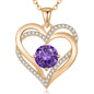 Personalized Double Heart Birthstone Necklace for Women – Sterling Silver Gift
