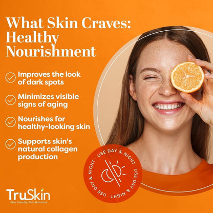 TruSkin Vitamin C Serum For Face – Anti Aging Face Serum with Vitamin C, Hyaluronic Acid, Vitamin E – Brightening Formula – Improve Appearance of Dark Spots, Tone, Fine Lines & Wrinkles, 1 Fl Oz