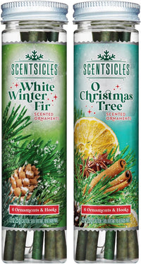 Scentsicles White Winter Fir Scented Christmas Tree Ornaments - 2 Bottles (12 Sticks Total)