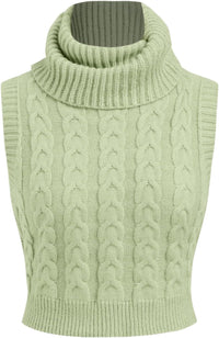 CIDER Women’s Sleeveless Sweater Tops Turtle Necks Cable Knit Croped Vest Tank Top