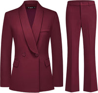 Women's Business Suit 2 Piece Set Shawl Sollar Blazer Bootcut Pants Suits for Women