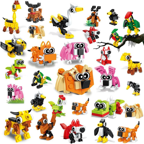 HOGOKIDS 60 Kinds Party Favors for Kids, 20 Pack 3-in-1 Animals Building Block Toy Sets for Goodie Bags Stocking Stuffer Classroom Prizes Birthday Christmas Easter Gifts for Boys Girls Ages 6-12+