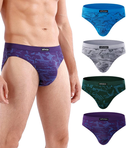 wirarpa Men's Underwear Modal Microfiber Briefs No Fly Covered Waistband Silky Touch Underpants 4 Pack