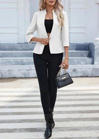 Mina Self 2025 Women's Summer 3/4 Sleeve Blazer Jacket Lightweight Fully-Lined Slim Stand Collar Casual Petite Work Suits