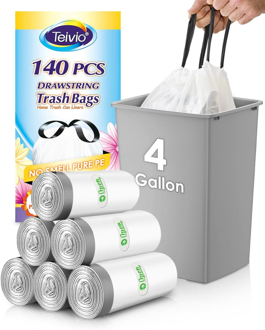 10 Gallon 200 Counts Extra Strong Trash Bags Tall Kitchen Garbage Bags by Teivio, 9 Gallon 10 Gallon,Bathroom Trash Can Bin Liners, Intended for Home,Plastic Bags for office kitchen Garden,Black