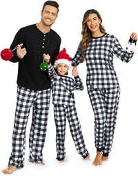 Ekouaer Family Christmas Pajamas Matching Sets Womens Mens Pjs Long Sleeve Sleepwear Holiday Lounge Sets