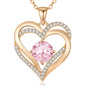 Personalized Double Heart Birthstone Necklace for Women – Sterling Silver Gift