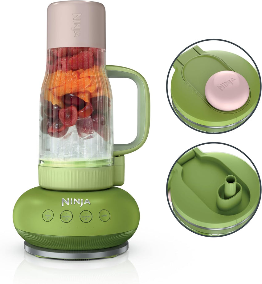 Ninja BlendBOSS | Personal Smoothie Blender and Tumbler | 26oz Travel Tumbler w/Leakproof Lid & Intergrated Chug Spout | AutoIQ Technololgy | 1200 Peak Watt | Cyberspace | DB301CYBRN | (NEW)