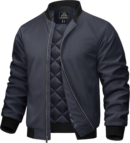7DAY'S Mens Bomber Jackets Casual Fall Winter Warm Windbreaker Full Zip Windproof Outwear Color-Blocking Coats