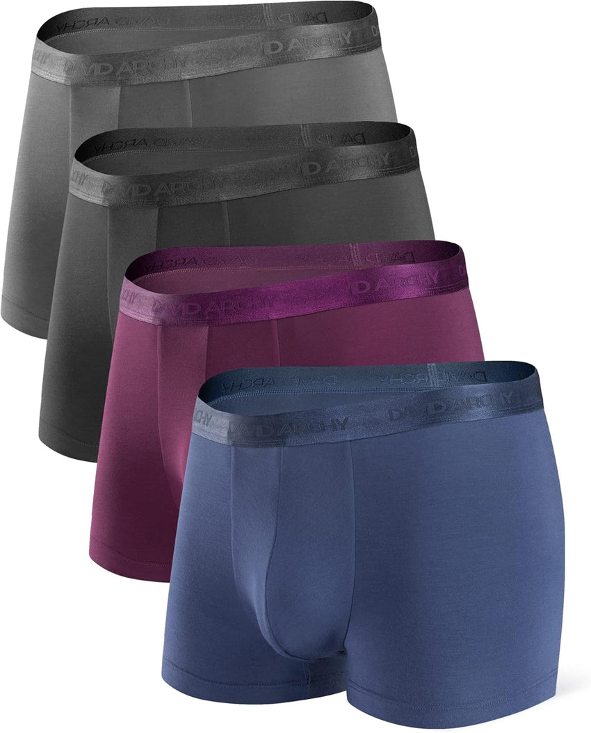 DAVID ARCHY Men's Underwear Ultra Soft Modal Support Pouch Trunks Moisture Wicking Boxer Briefs for Men Multipack