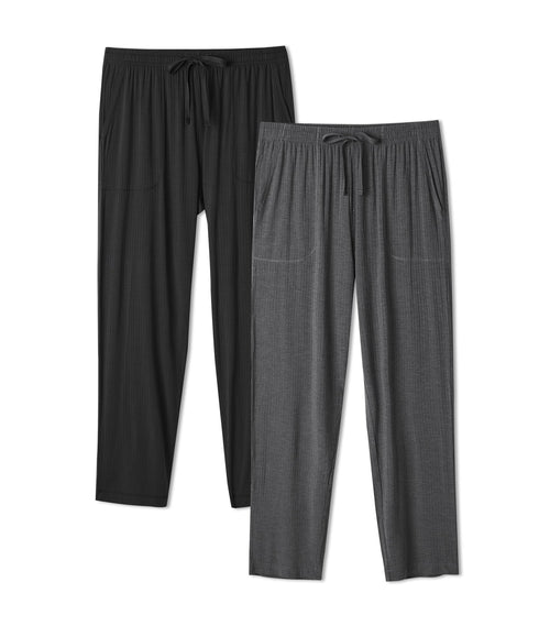 DAVID ARCHY Mens Pajama Pants Bamboo Rayon Lightweight Knit Sleep Bottoms, Soft Lounge Pants with Pockets PJs, 2 Pack