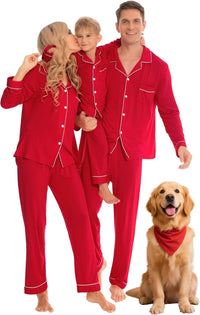 SWOMOG Family Christmas Pajamas Set Women & Men & Kids Long Sleeve Pj Set Party Sleepwear Button-Down Loungewear Set