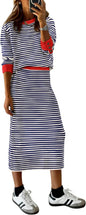 PRETTYGARDEN 2 Piece Skirts Sets For Women Fall Fashion 2025 Striped Sweater Dress Knit Lounge Travel Outfits Winter Clothing