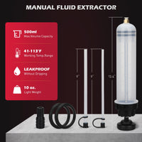 SEDY Fluid Extractor Multi-Purpose Oil Syringe with 500CC, Oil Suction Pump, Manual Extraction and Filling Pump, Automotive Oil Syringe(17.6 Oz./0.45 Qt./500 CC)