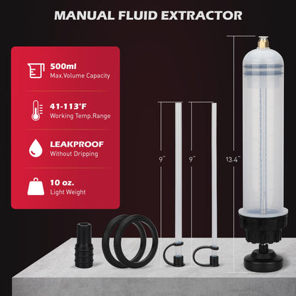 SEDY Fluid Extractor Multi-Purpose Oil Syringe with 500CC, Oil Suction Pump, Manual Extraction and Filling Pump, Automotive Oil Syringe(17.6 Oz./0.45 Qt./500 CC)