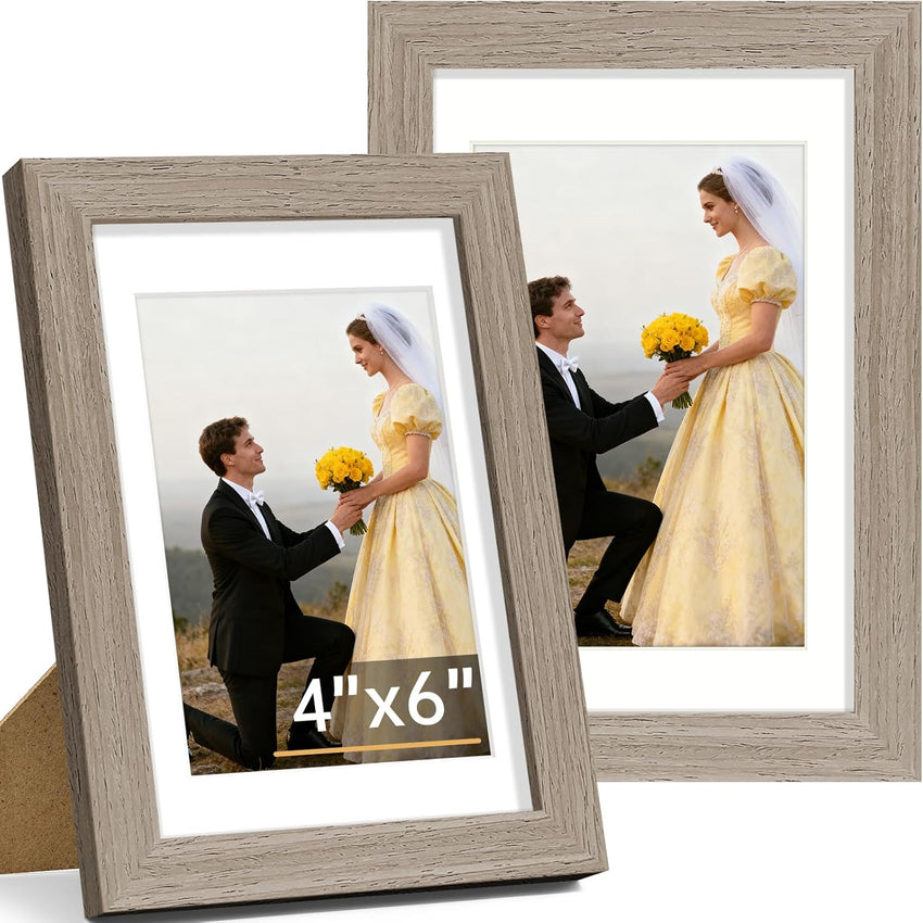 Vittanly 8x10 Picture Frame Set of 2, Solid Wood Frame for Wall or Tabletop, Display Photo 5x7 with Mat or 8x10 without Mat, Natural