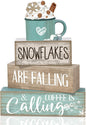 4 Pcs Christmas Table Decor Wooden Hot Cocoa Decoration Christmas Centerpiece Winter Tiered Tray Decor Decorative Red Hot Cocoa Block Signs Gift Farmhouse Xmas Decoration for Home Kitchen