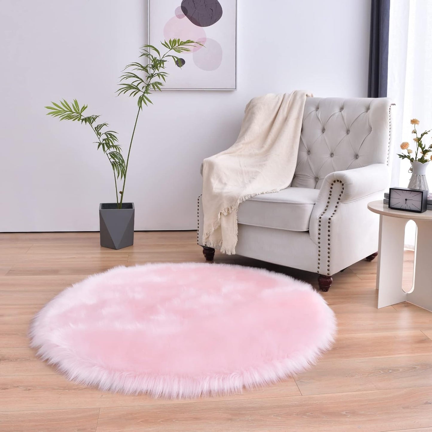 duduta White Faux Sheepskin Throw Rug 2x3 ft, Fluffy Shag Fur Chair Cover Small Bedside Dorm Rug Non Slip Washable