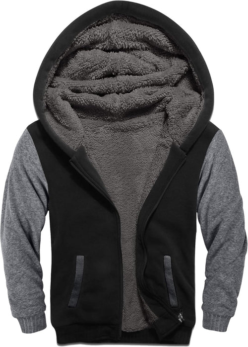 SWISSWELL Hooded Jacket for Boys Full Zip Ultra Soft Sherpa Fleece Hoodie Sweatshirt for Kids School Hooded Outerwear