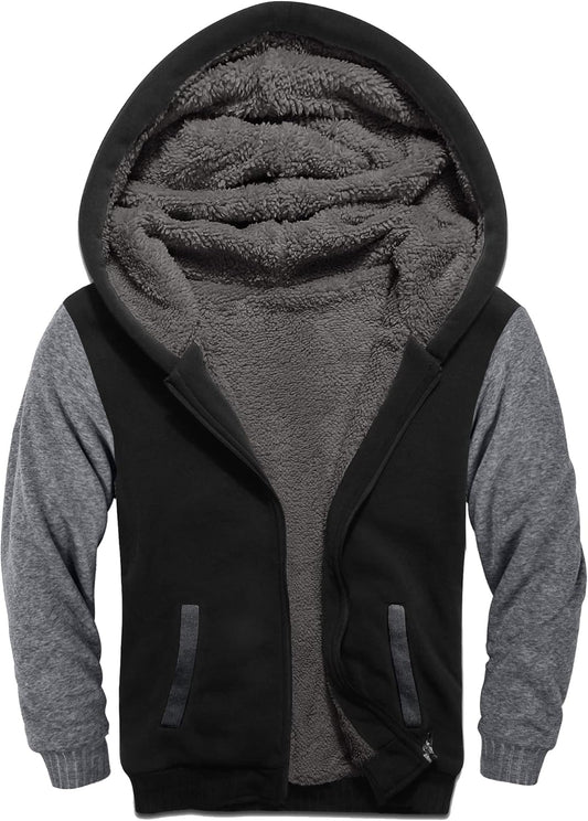 SWISSWELL Hooded Jacket for Boys Full Zip Ultra Soft Sherpa Fleece Hoodie Sweatshirt for Kids School Hooded Outerwear