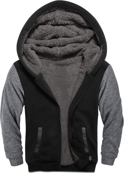 SWISSWELL Hooded Jacket for Boys Full Zip Ultra Soft Sherpa Fleece Hoodie Sweatshirt for Kids School Hooded Outerwear