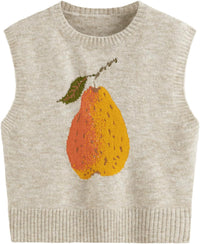 CIDER Women’s Sweater Vest Knit Sleeveless Pear Cute Graphic Sweater Vest Tank Top Fall Outfits