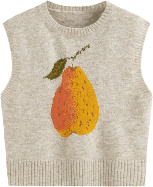 CIDER Women’s Sweater Vest Knit Sleeveless Pear Cute Graphic Sweater Vest Tank Top Fall Outfits