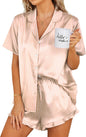 Ekouaer Womens Satin Pajamas Set Button Down 2 Piece Silk Pjs Shorts Set Ruffle Lingerie Notch Collar Sleepwear