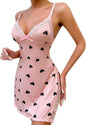 Sexy Night Gowns for Women Babydoll Lingerie Dress Lace Trim Sleep Dress Chemise Nightgowns Side Split Nighty