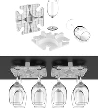 NOTMBESTM Wine Glass Holder Under Cabinet, Wine Glass Rack Fit for Storing wine glasses Under Shelf, Table, Desk, Bar Counter, Stemware Rack Fixed by Screw or Adhesive (Black)