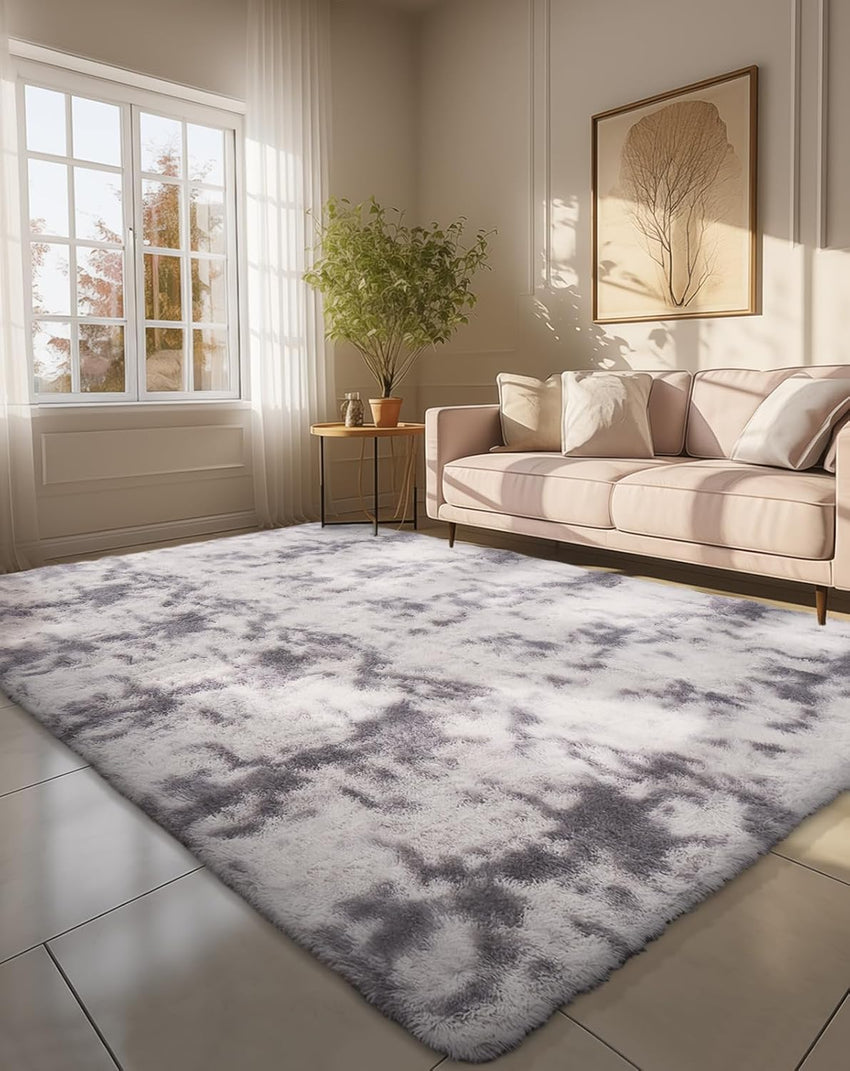 Ophanie Area Rugs for Living Room Bedroom, Upgrade Non-Slip Fluffy Soft Grey Shag Carpet, Indoor Floor Gray 4x6 Fuzzy Shaggy Living Room Plush Rug for Kids Home Dorm Decor Aesthetic