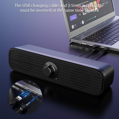 1Mii Computer Speakers for Desktop Laptop Tablet, USB Powered PC Speakers, Small Speakers Wired with Volume Control for Cellphone Pad MP3, Stereo Sound with 3.5mm Audio Plug for Windows Mac Linux PCs