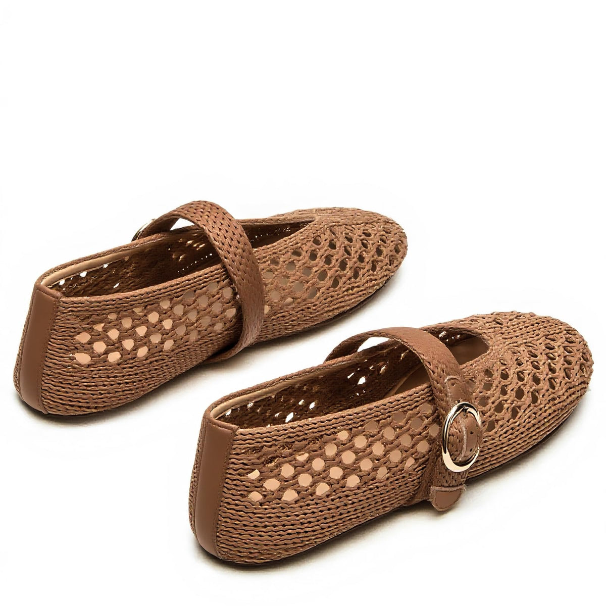 Woven Ballet Flats Women Mesh Raffia Flats Round Toe Mary Janes Comfortable Ballerina Flat Shoes