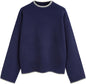 CIDER Womens Sweater Long Sleeve Split Hem Color Block Crew Neck Tops Fall Outfits