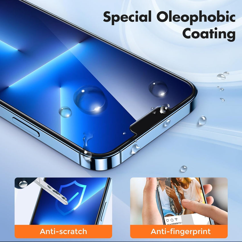 UNBREAKcable 2-Pack Screen Protector for iPhone 14/13/13 Pro Double Shatterproof Tempered Glass [Easy Installation Frame] [9H Hardness] [99.99% HD] [Bubble Free] for Apple 13 Pro/13/14 6.1 inch