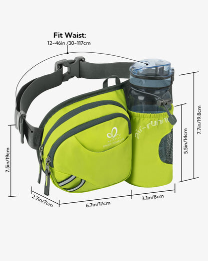 WATERFLY Fanny Pack Waist Bag: Waist Pack for Women Men with Water Bottle Holder Hiking Fanny Pack for Running Walking DogWalking Travel Cycling
