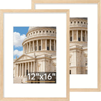 Vittanly 8x10 Picture Frame Set of 2, Solid Wood Frame for Wall or Tabletop, Display Photo 5x7 with Mat or 8x10 without Mat, Natural