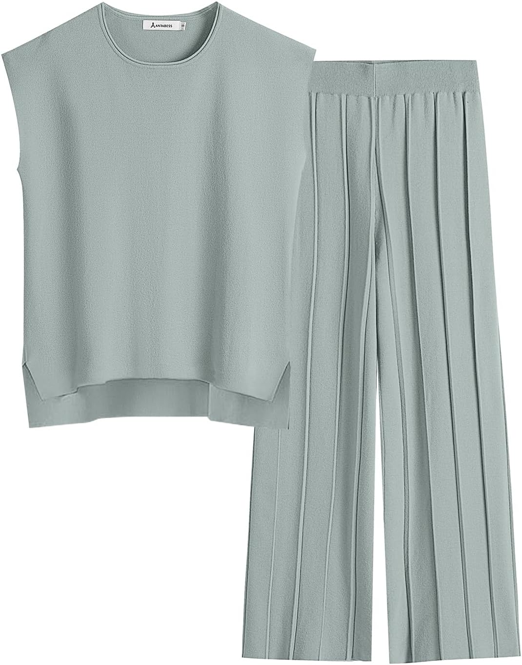 ANRABESS Women 2 Piece Lounge Sets Summer Casual Knit Sweater Vest Pant Set Beach Vacation Airport Clothes 2025 Fall Outfits