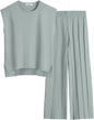ANRABESS Women 2 Piece Lounge Sets Summer Casual Knit Sweater Vest Pant Set Beach Vacation Airport Clothes 2025 Fall Outfits