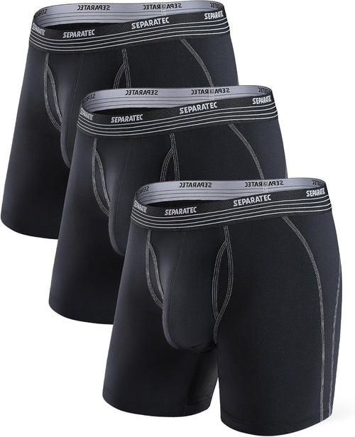 Separatec Mens Underwear with Pouch for balls Anti Chafing Underwear Men Athletic Sport Performance Long Boxer Briefs 3 Pack
