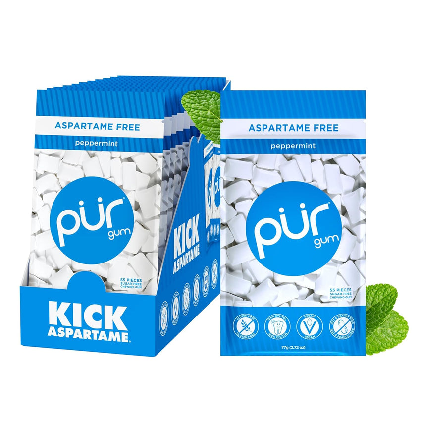 PUR Gum | Aspartame Free Chewing Gum | 100% Xylitol | Natural Spearmint Flavored Gum, 55 Pieces (Pack of 3)
